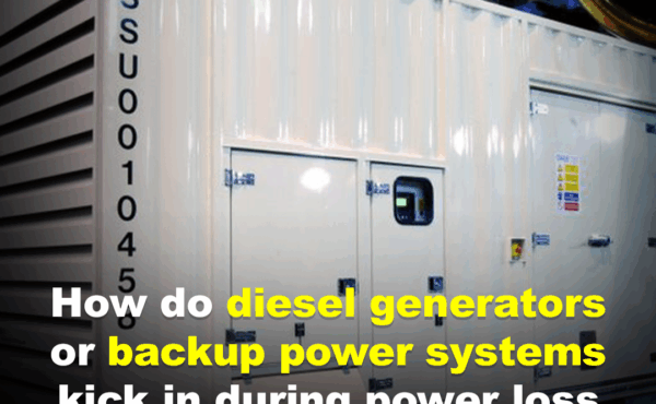 How do diesel generators or backup power systems kick in during power loss in a mine?