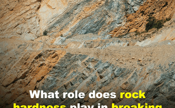 What role does rock hardness play in breaking efficiency?
