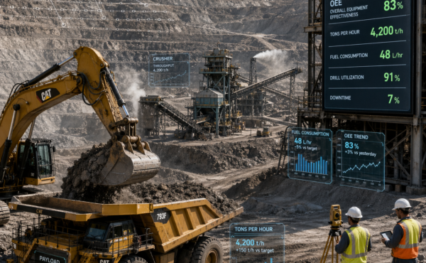 What key performance indicators (KPIs) are typically used to measure a mine's operational efficiency?