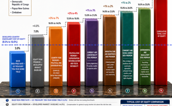 What are the main risks that increase the cost of capital for mining projects in developing countries?
