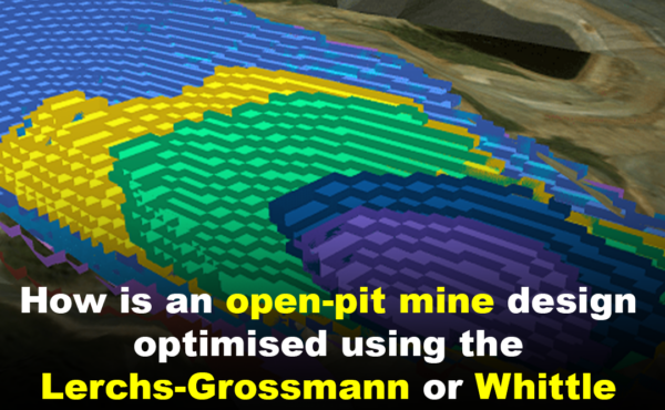 How is an open-pit mine design optimised using the Lerchs-Grossmann or Whittle algorithm?