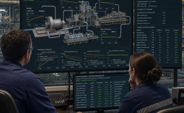 How are digital twins being used in mining processing plants?