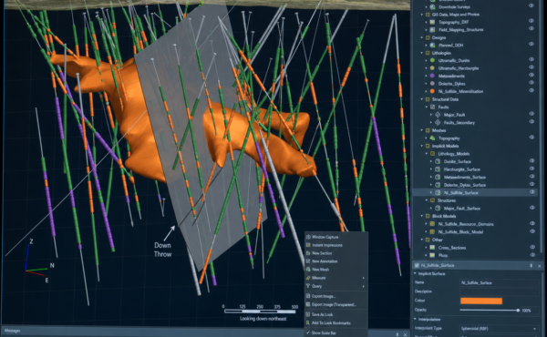 How is a 3D geological model built and what software tools are commonly used in the industry?
