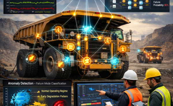 How is machine learning being applied to predict equipment failures in mining (predictive maintenance)?