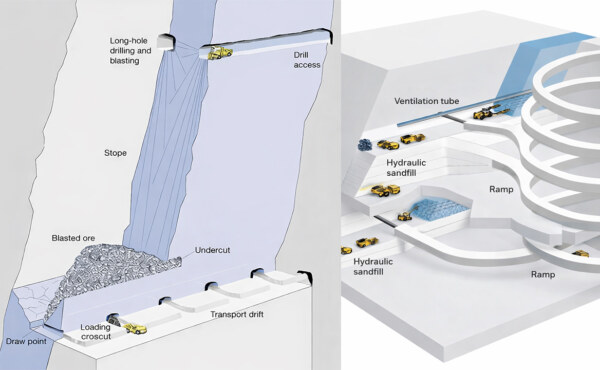 What are the engineering criteria for selecting longhole stoping versus cut-and-fill as the primary mining method in a narrow, steeply dipping vein?