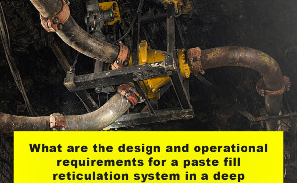 What are the design and operational requirements for a paste fill reticulation system in a deep underground mine?